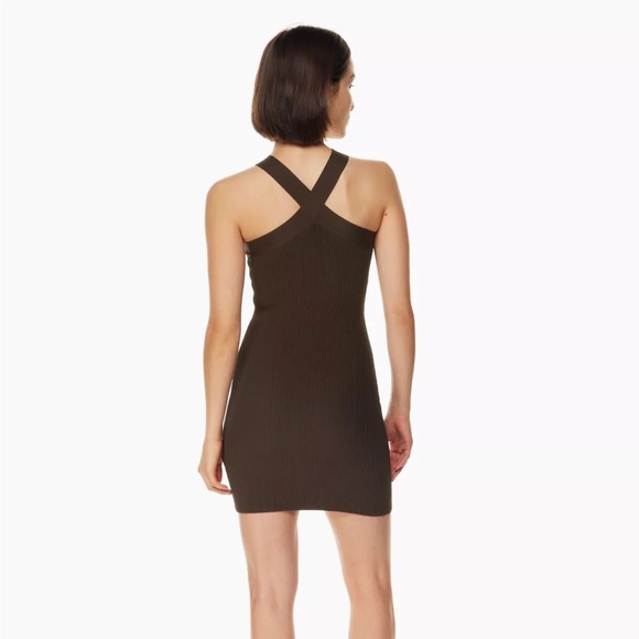 Aritzia Babaton Sculpt Knit Criss Cross Dress in Coffee Bean XS - Picture 4 of 6